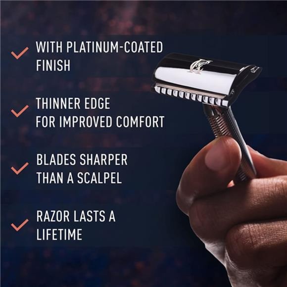 Gillette Safety Razor with Chrome Plated Handle and 5Platinum Coated Double Edge - Picture 2 of 6